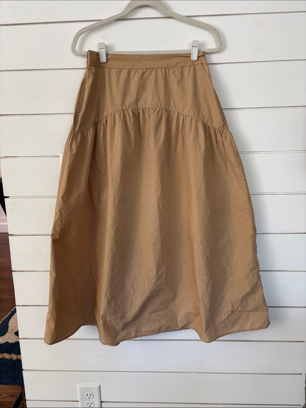 Women's Tan A-Line Midi Skirt